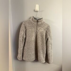 Thread & Supply Sherpa Pullover Jacket Taupe Quarter Zip Cozy Fleece Size Medium